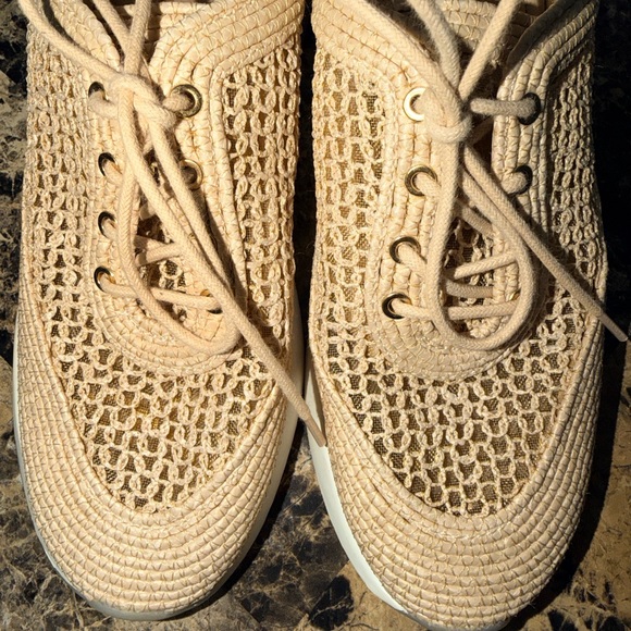 Sam Edelman Beige Woven Lace-Up Sneakers 6.5 Womens - Picture 4 of 5